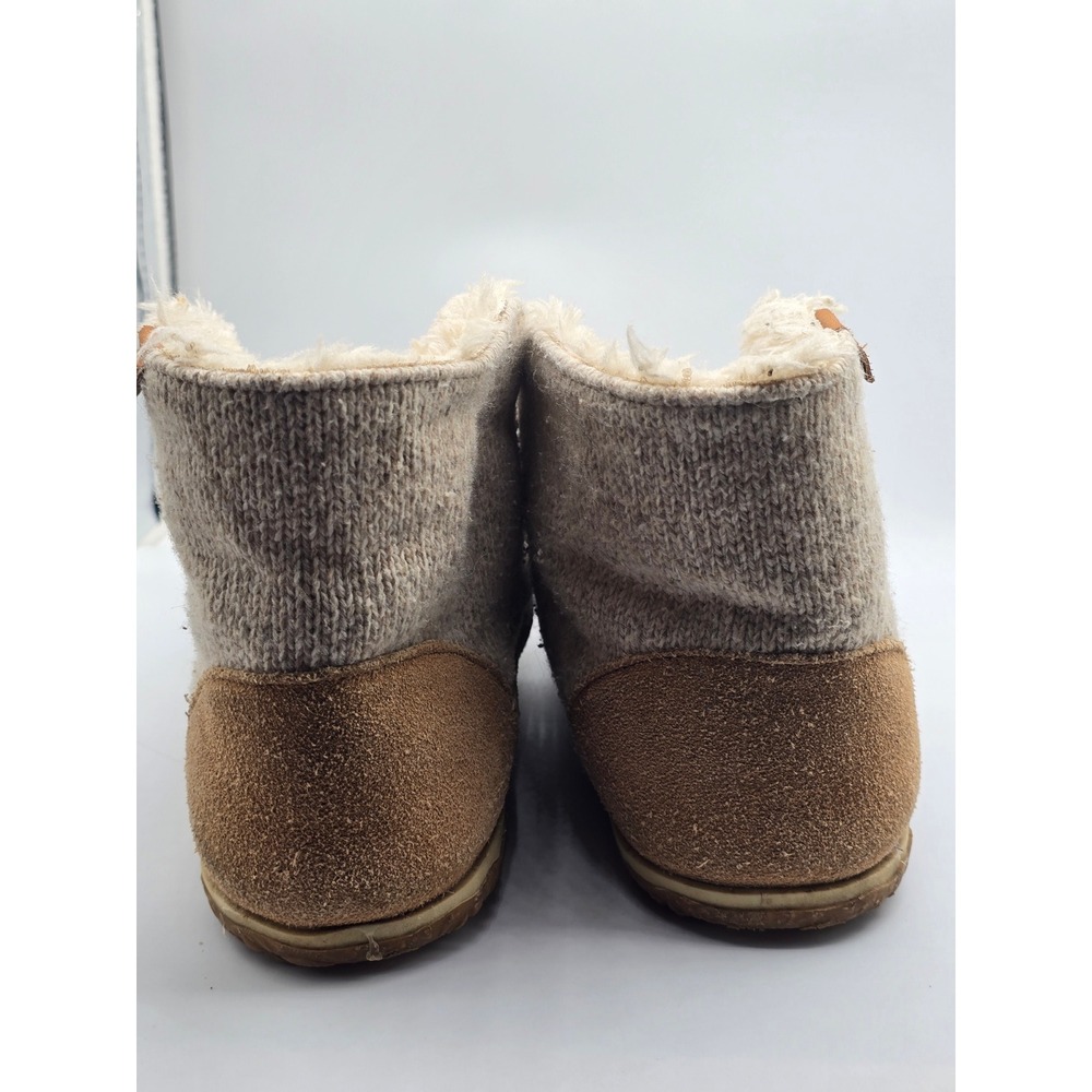 Minnetonka Women's Torrey 10 Tan Knit Suede Moccasin Ankle Boots Faux Fur Lined - Picture 8 of 12